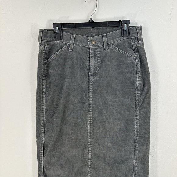 Vintage Levi’s Long Skirt Corduroy Surplus Sz 8 Gray Boho‎ Side Slit Red Tab - Picture 2 of 9